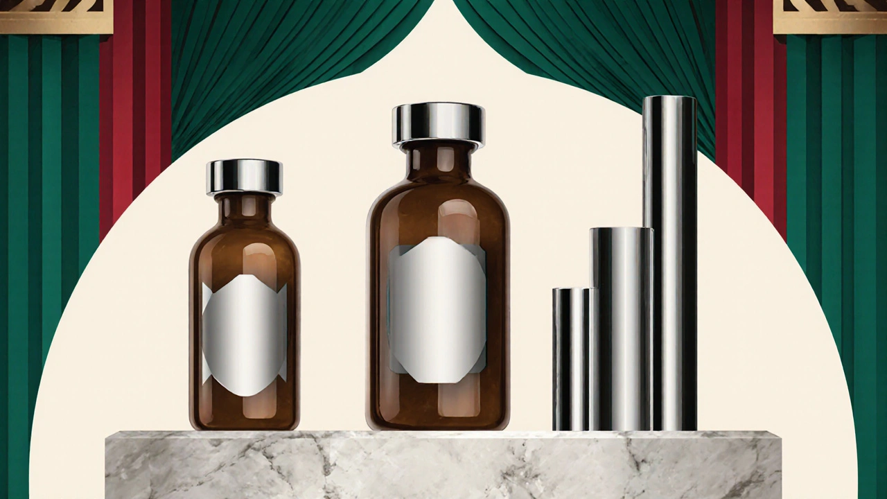 Three decorative medication bottles with geometric bars indicating viral suppression rates.